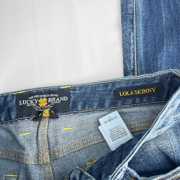 Lucky Brand Lola Skinny Reg Low-Rise Distressed Jeans Medium Wash Denim Women 27 - Picture 10 of 16